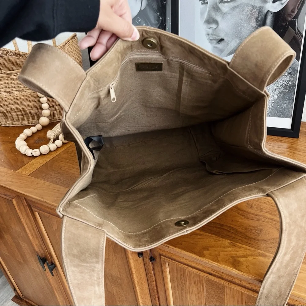 SOLD ❌ GENUINE LEATHER SUEDE LJS SHOULDER TOTE BAG #0312 - Picture 6 of 10
